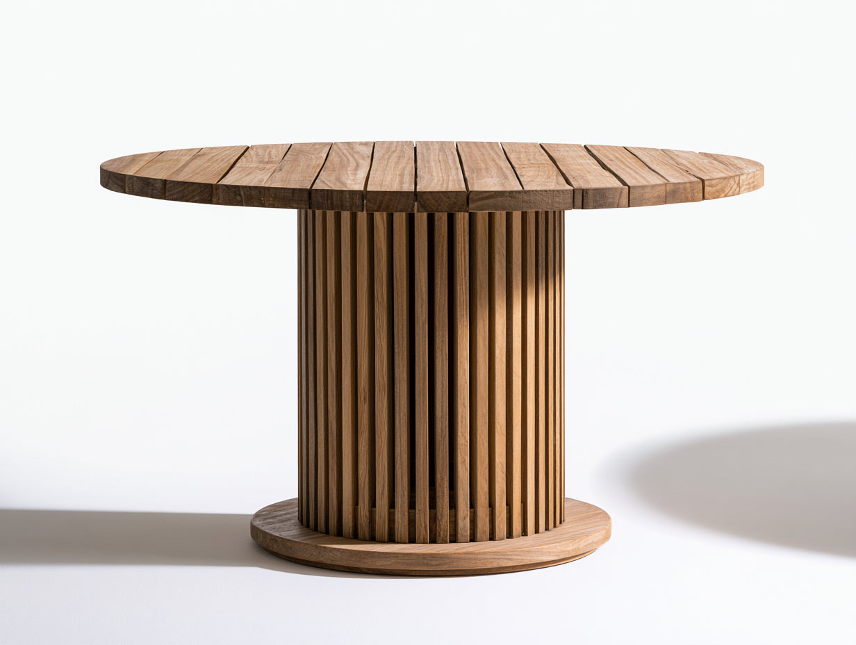Table de jardin-Bois massif-130x130x76 cm-Bois naturel-Style design contemporain extérieur