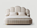 Lit double-Tissu-Bois-210x180x140 cm-Beige ivoire-Style art déco moderne