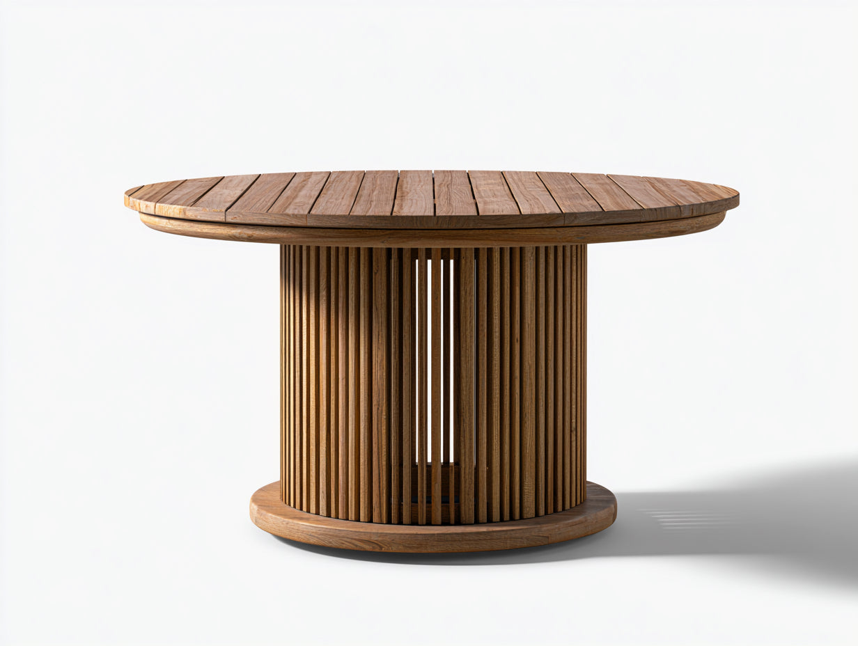 Table de jardin-Bois massif-121x121x75 cm-Bois naturel-Style design contemporain extérieur