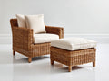 Fauteuil de jardin - Résine tressée-bois-tissu - 83x82x90 cm - Marron naturel-Écru - Classique contemporain