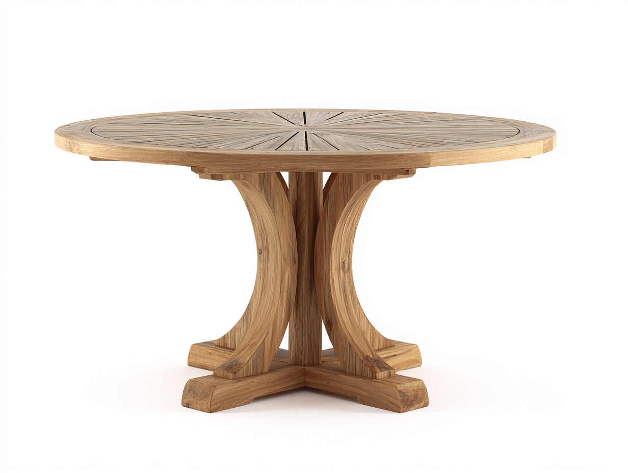 Table de jardin-Teck-120x120x75 cm-Bois naturel-Moderne extérieur