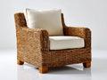 Fauteuil de jardin - Résine tressée-Tissu-Bois - 90x86x88 cm - Marron clair-Beige - Style naturel