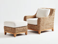 Fauteuil de jardin - Résine tressée-bois-tissu - 86x83x88 cm - Marron naturel-Blanc cassé - Contemporain
