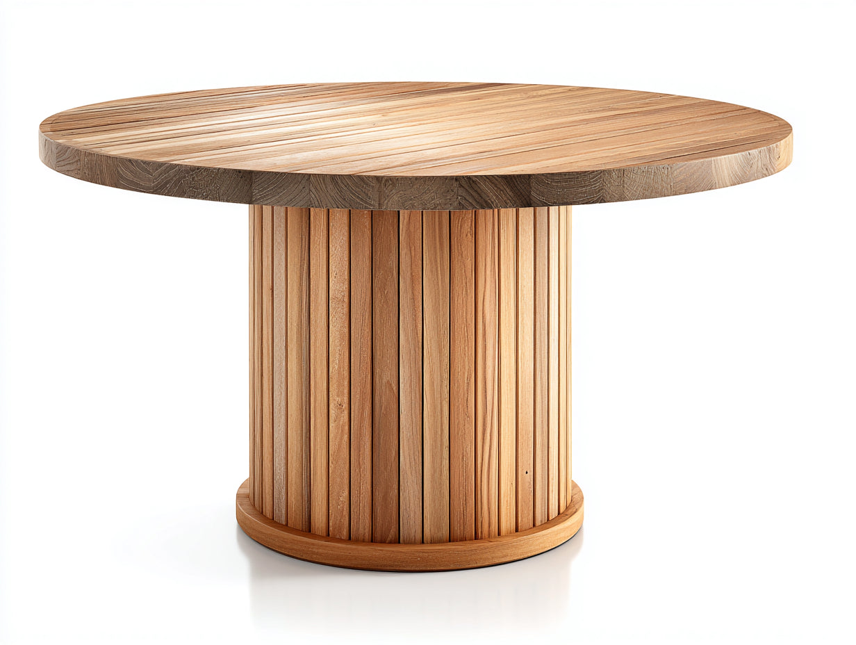 Table de jardin-Bois massif-140x140x76 cm-Bois naturel-Design contemporain extérieur