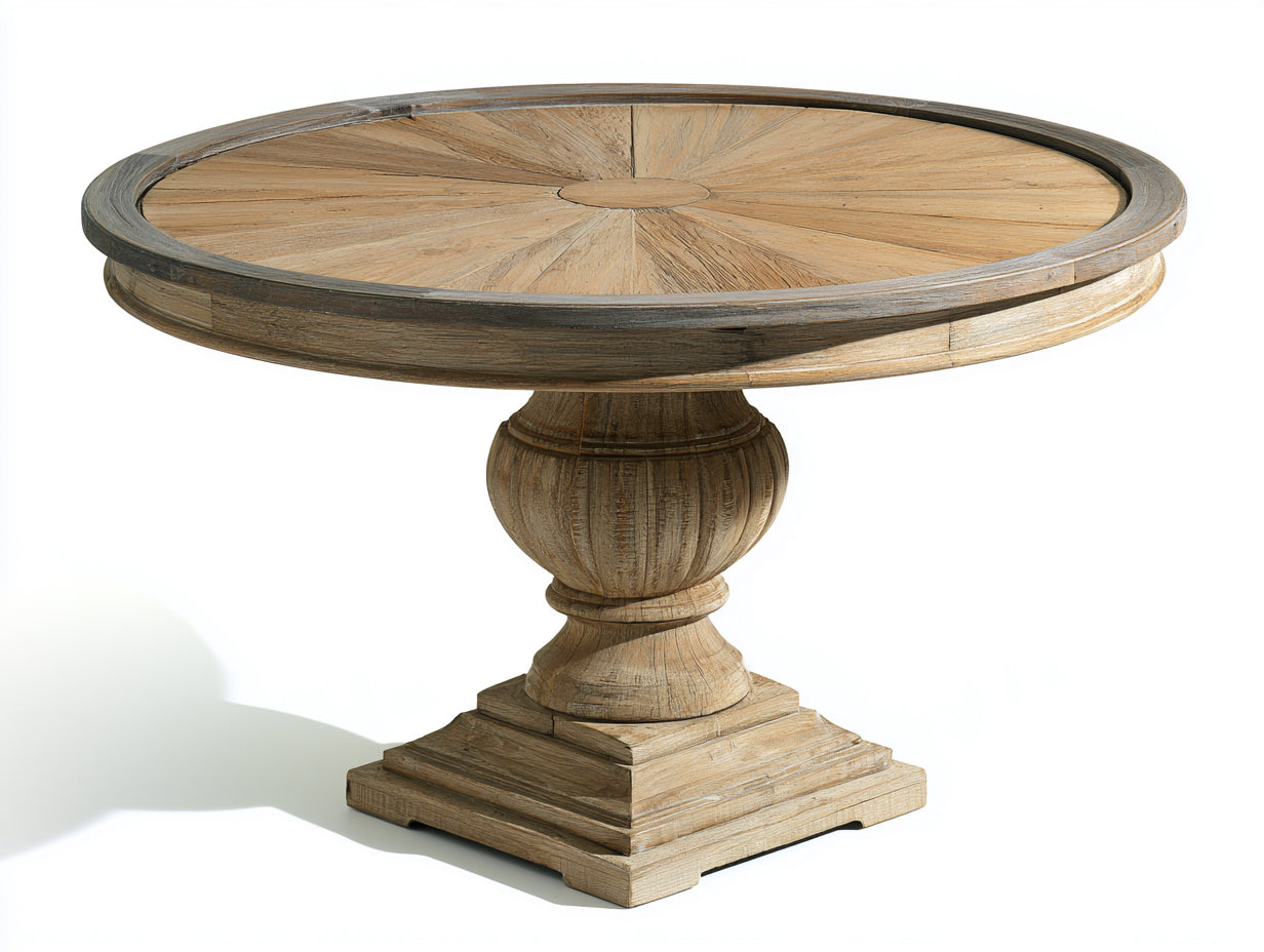 Table de jardin-Bois massif-135x135x76 cm-Bois naturel-Style rustique contemporain