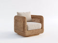 Fauteuil de jardin - Résine tressée-bois-tissu - 83x81x78 cm - Beige naturel-Beige clair - Contemporain