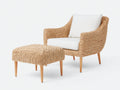 Fauteuil de jardin - Résine tressée-bois-tissu - 89x85x87 cm - Beige naturel-Blanc - Contemporain