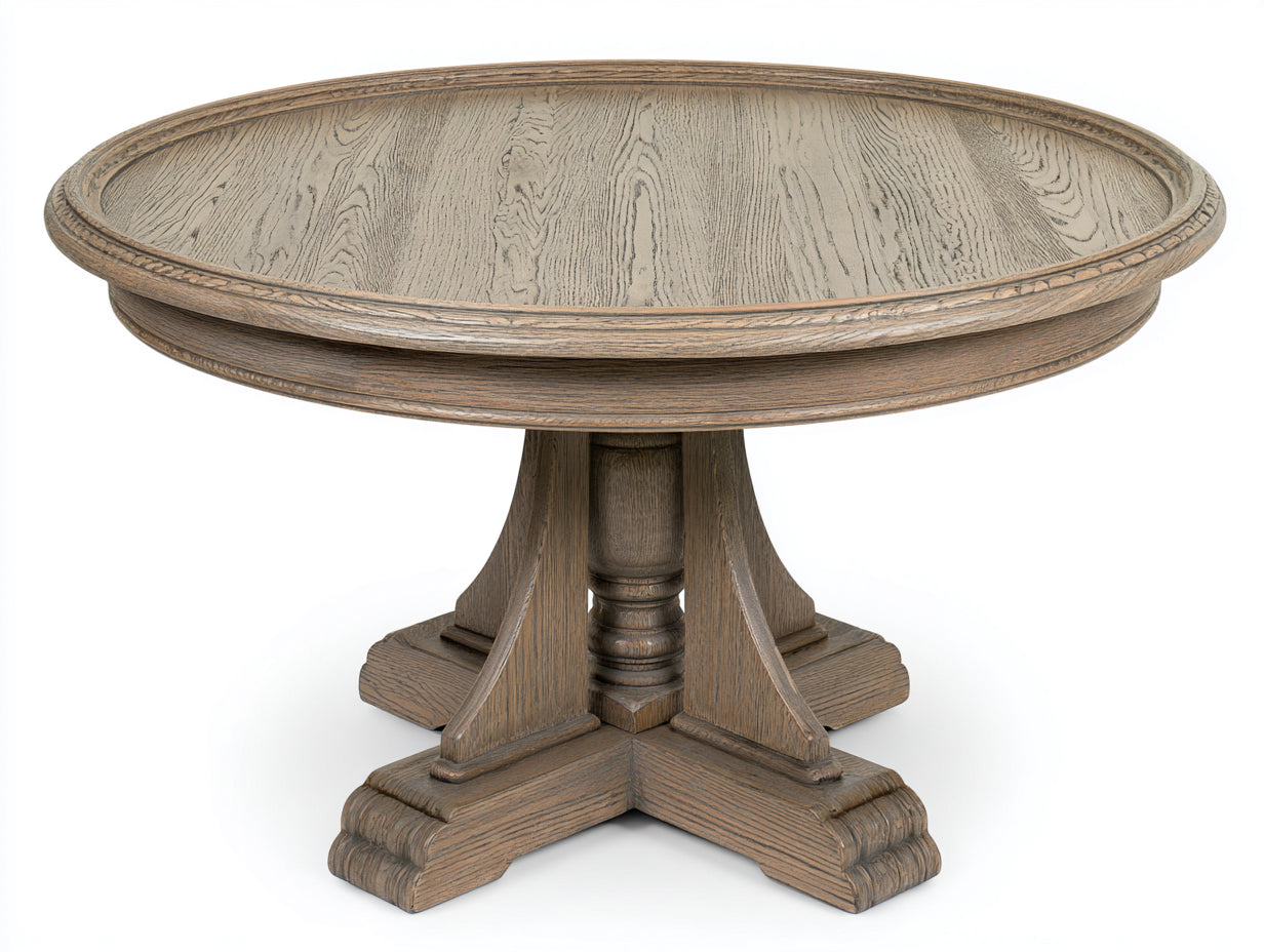 Table de jardin-Bois massif-132x132x76 cm-Bois naturel-Gris bois-Style classique rustique extérieur