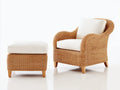 Fauteuil de jardin - Résine tressée-bois-tissu - 87x84x91 cm - Marron naturel-Blanc - Contemporain