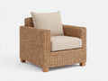 Fauteuil de jardin - Résine tressée-bois-tissu - 82x81x84 cm - Beige naturel-Beige clair - Contemporain