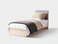Lit simple - Bois MDF-Tissu - 200x90x88 cm (200x90x88 cm) - Bois clair-Gris - Style scandinave moderne