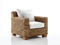 Fauteuil de jardin - Résine tressée-Tissu-Bois - 89x84x88 cm - Marron clair-Blanc cassé - Style naturel