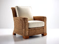 Fauteuil de jardin - Résine tressée-Tissu-Bois - 88x84x90 cm - Marron clair-Beige - Style naturel