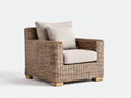 Fauteuil de jardin - Résine tressée-bois-tissu - 84x83x85 cm - Marron naturel-Beige clair - Contemporain