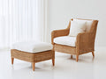 Fauteuil de jardin - Résine tressée-bois-tissu - 85x82x90 cm - Marron naturel-Blanc - Contemporain