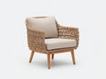 Fauteuil de jardin - Résine tressée-bois-tissu - 78x76x82 cm - Beige naturel-Beige clair - Contemporain