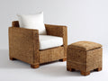Fauteuil de jardin - Résine tressée-bois-tissu - 82x78x74 cm - Marron naturel-Blanc - Contemporain