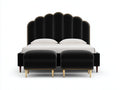Lit double-Velours-Bois-212x182x132 cm-Noir-Déco art déco luxe